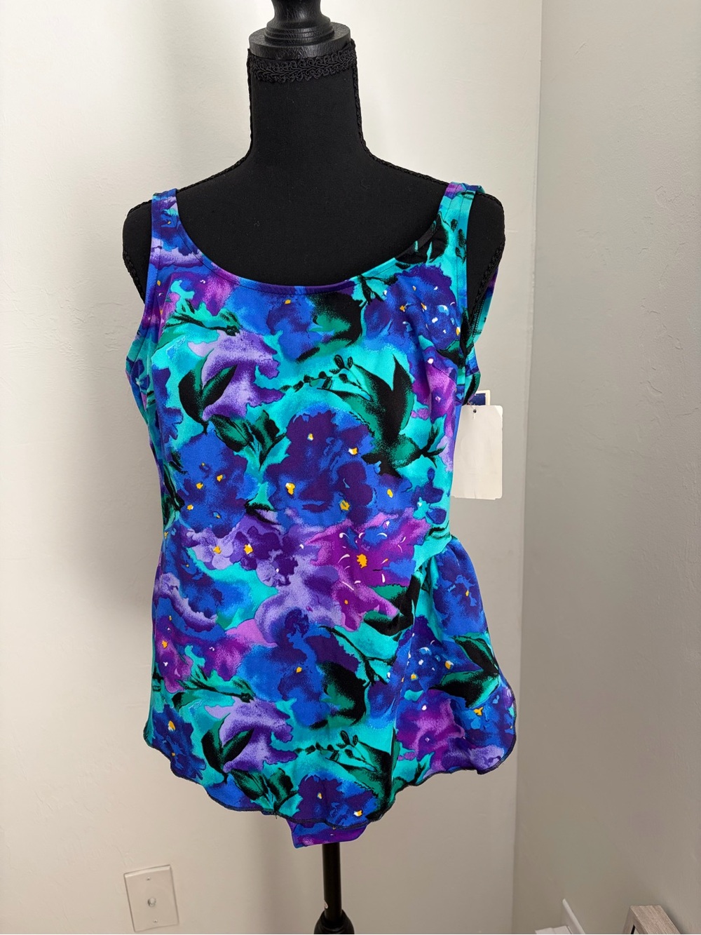 Jantzen Teal, Blue & Purple Floral One-Piece Tank